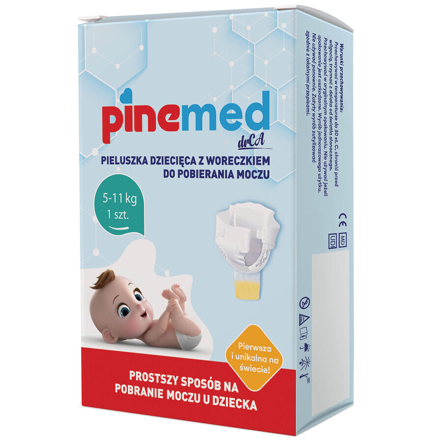 Pinemed, pañal con bolsa de recogida de orina, para bebés de 5-11 kg