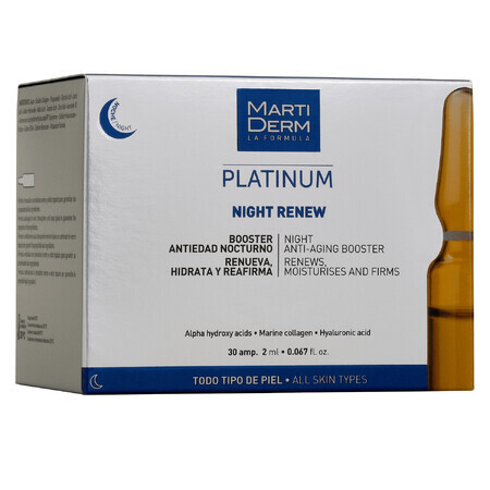 MartiDerm Platinum Night Renew, tratamiento antiedad de noche, 2 ml x 30 ampollas