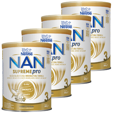 Set Nestle NAN Supremepro 3 HMO, Folgemilch für Säuglinge ab 1 Jahr, 4 x 800 g