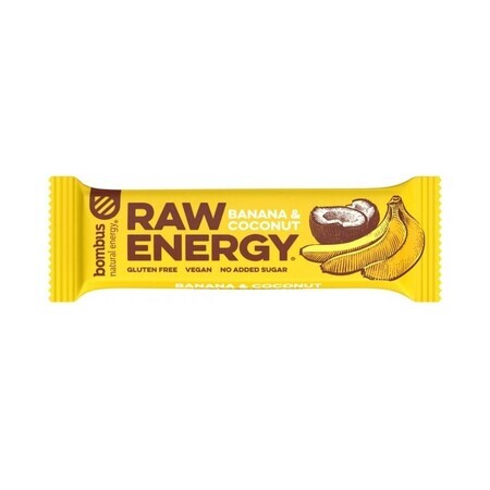 Barrita de proteínas con plátano y coco, 50 gr, Raw Energy