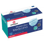 Opharm, mascarilla médica, desechable, 3 capas, tipo IIR, azul, 50 unidades