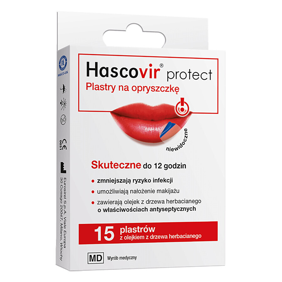 Hascovir Protect, patchs contre l'herpès, 15 pièces