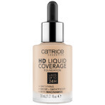 Catrice HD Liquid Coverage Foundation 24H, base de maquillaje líquida, 010 Light Beige, 30 ml + corrector líquido, 010 Porcellain, 5 ml + delineador de cejas de regalo