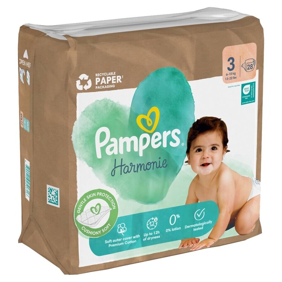 Pampers Harmonie, scutece, mărimea 3, 6-10 kg, 28 buc