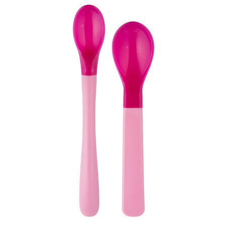 Canpol Babies, juego de cucharas mágicas que cambian de color, rosa, 9/581, a partir de 4 meses, 2 piezas