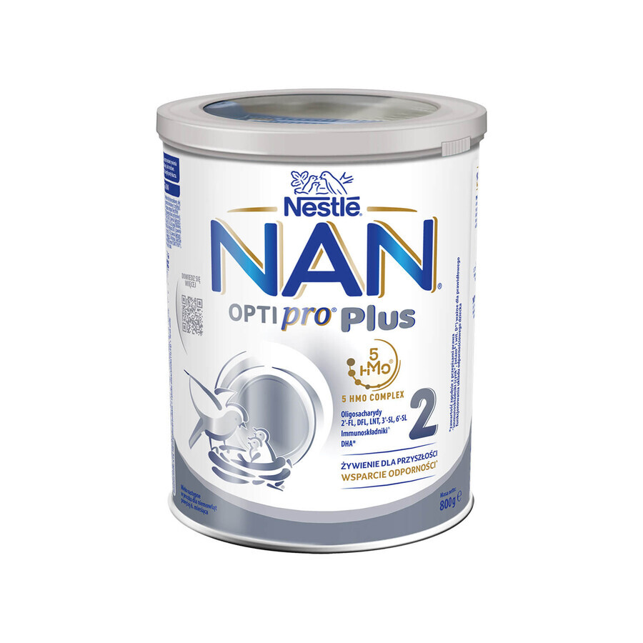 Nestlé NAN Optipro Plus 2 HM-O, Fórmula de continuación para bebés mayores de 6 meses, 4 x 800 g