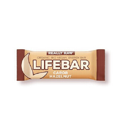 Barrita cruda con cacahuetes y algarroba, 47 gr, LifeBar