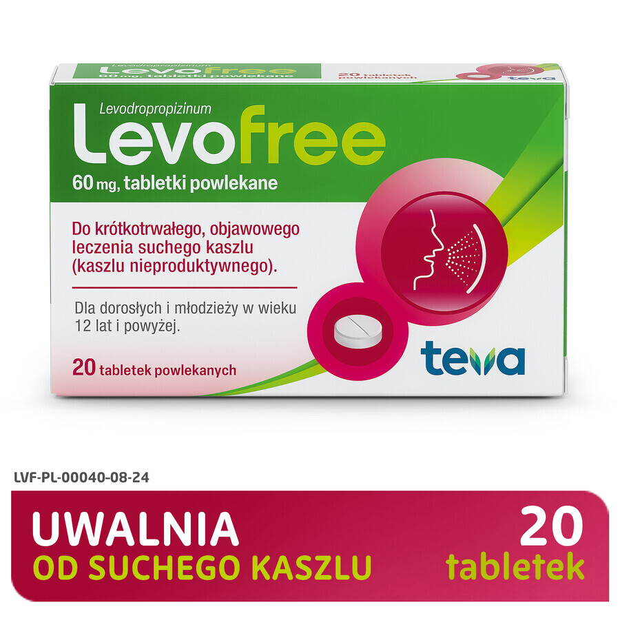 Levofree 60 mg, 20 comprimidos recubiertos con película