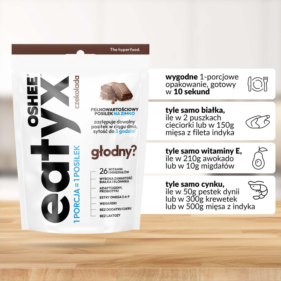 OSHEE Eatyx, comida fría en polvo, vegana, chocolate 90 g