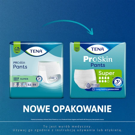 Tena Pants Proskin, majtki chłonne, rozmiar L, 100-135 cm, Super, 12 sztuk: ceny i cechy
