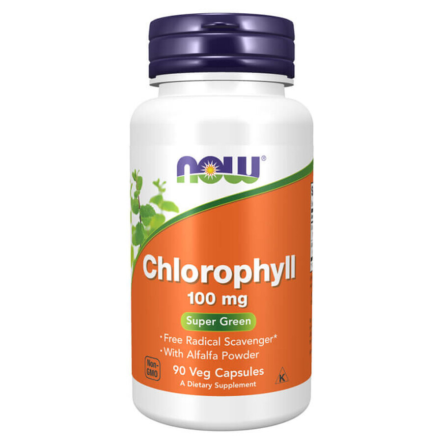 Now Foods Clorofilă 100 mg, clorofilă, 90 capsule vegetariene