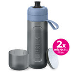 Brita Active, botella con filtro de 0,6 litros, azul + filtro MicroDisc, 2 piezas