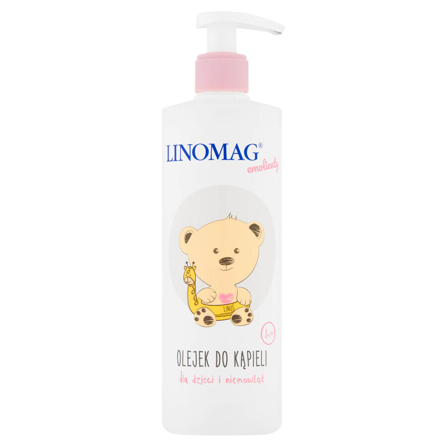 Linomag Emolientes, aceite de baño para bebés y niños a partir de 1 mes, 400 ml + crema protectora, 15 ml gratis