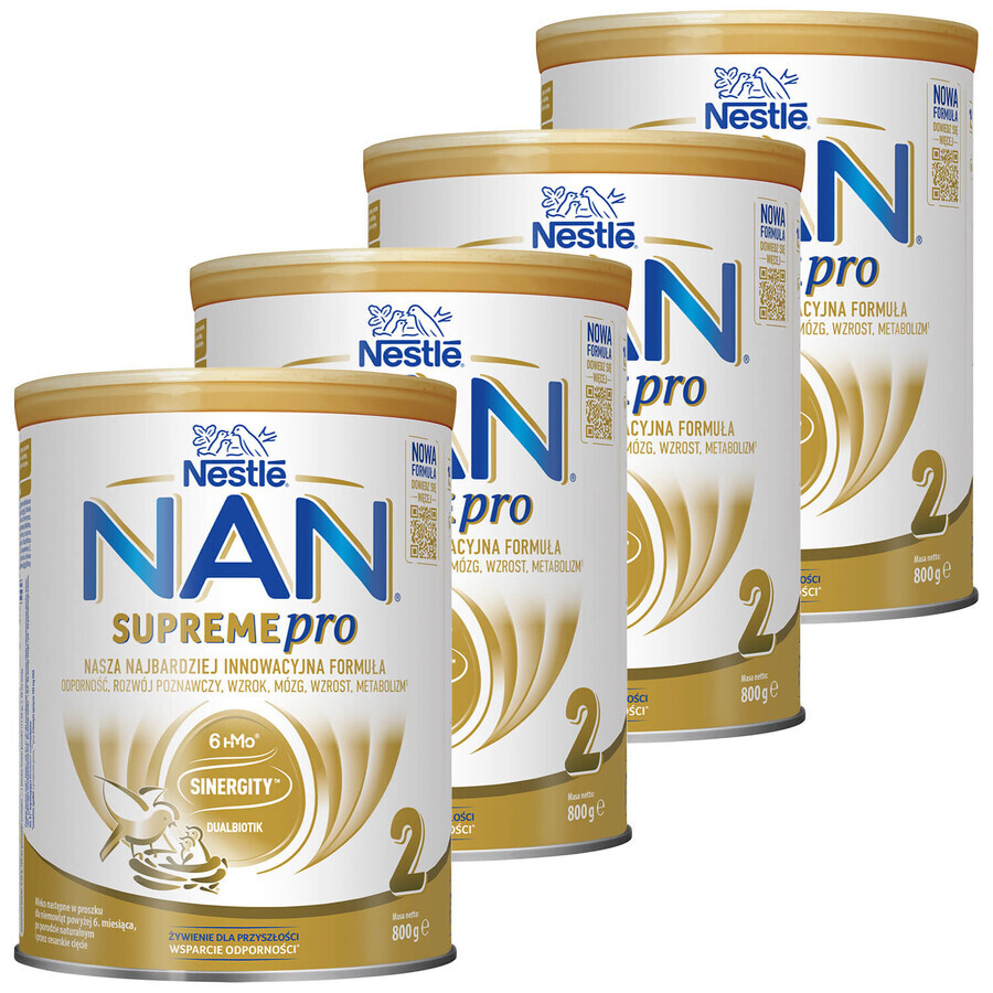 Set Nestle NAN Supremepro 2 HMO, leche de continuación para bebés de más de 6 meses, 4 x 800 g