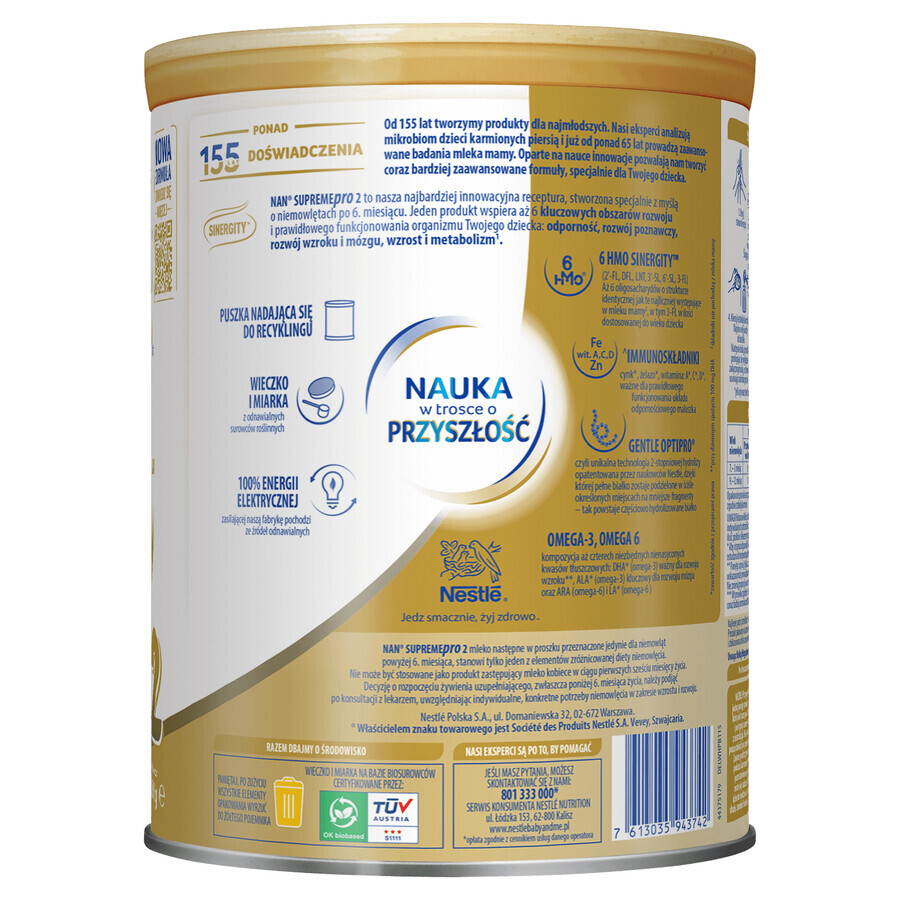 Set Nestle NAN Supremepro 2 HMO, leche de continuación para bebés de más de 6 meses, 4 x 800 g