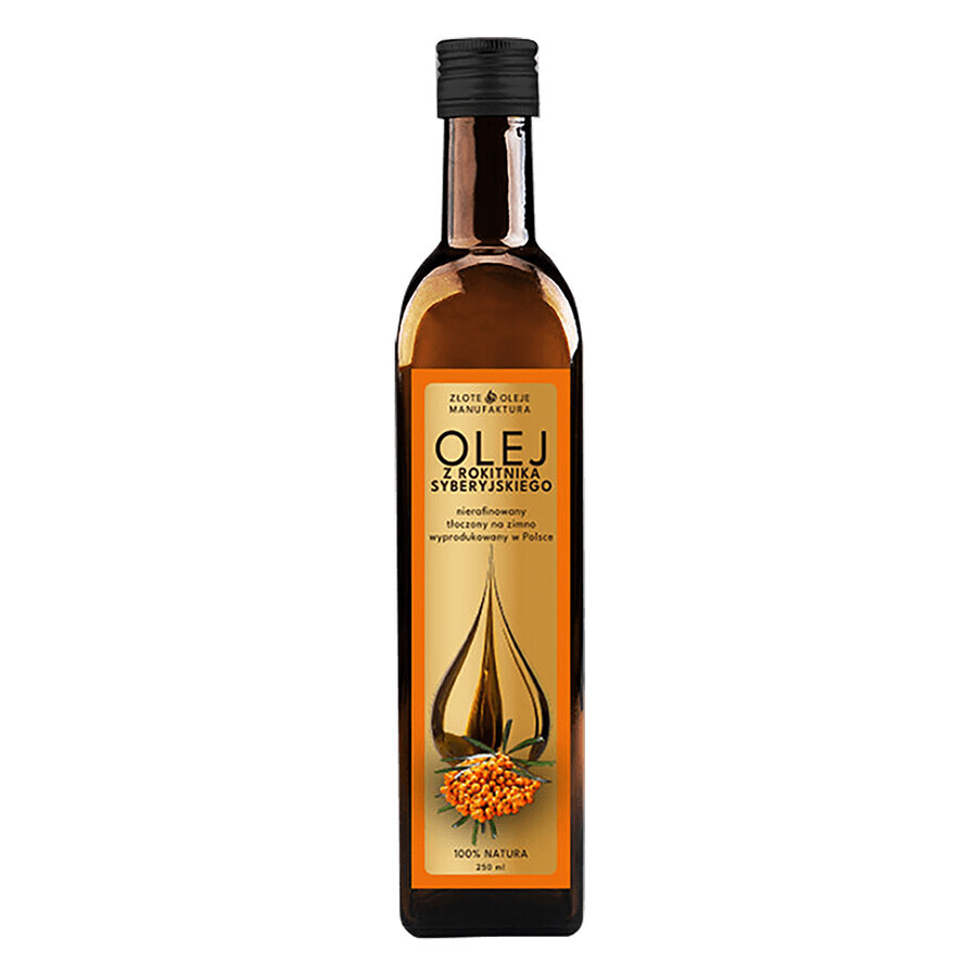 Goldfarmex Golden Oils Olio di olivello spinoso siberiano, spremuto a freddo, non raffinato, 250 ml