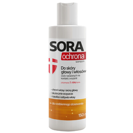 Sora Protection, șampon pentru scalp și păr, pentru persoanele expuse la păduchi, 150 ml