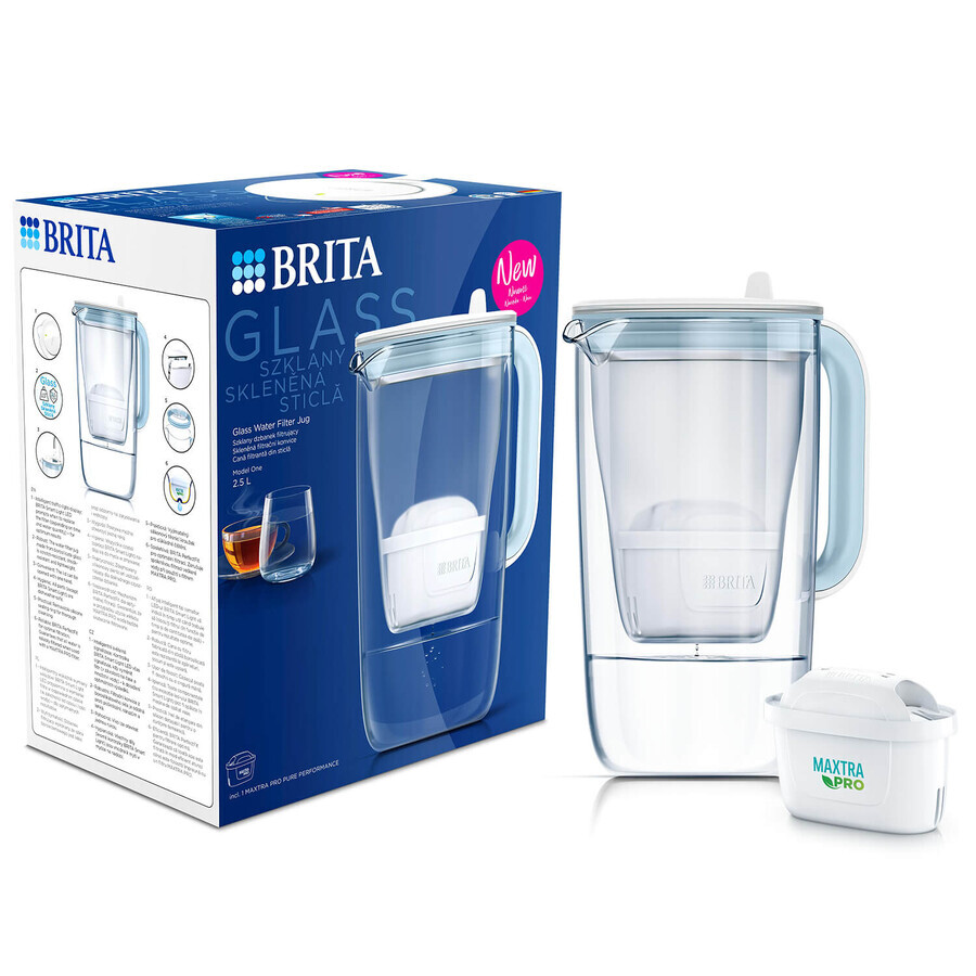 Brita Glass, jarra de cristal con filtro de 2,5 litros + filtro Maxtra Pro Pure Performance, 1 ud.