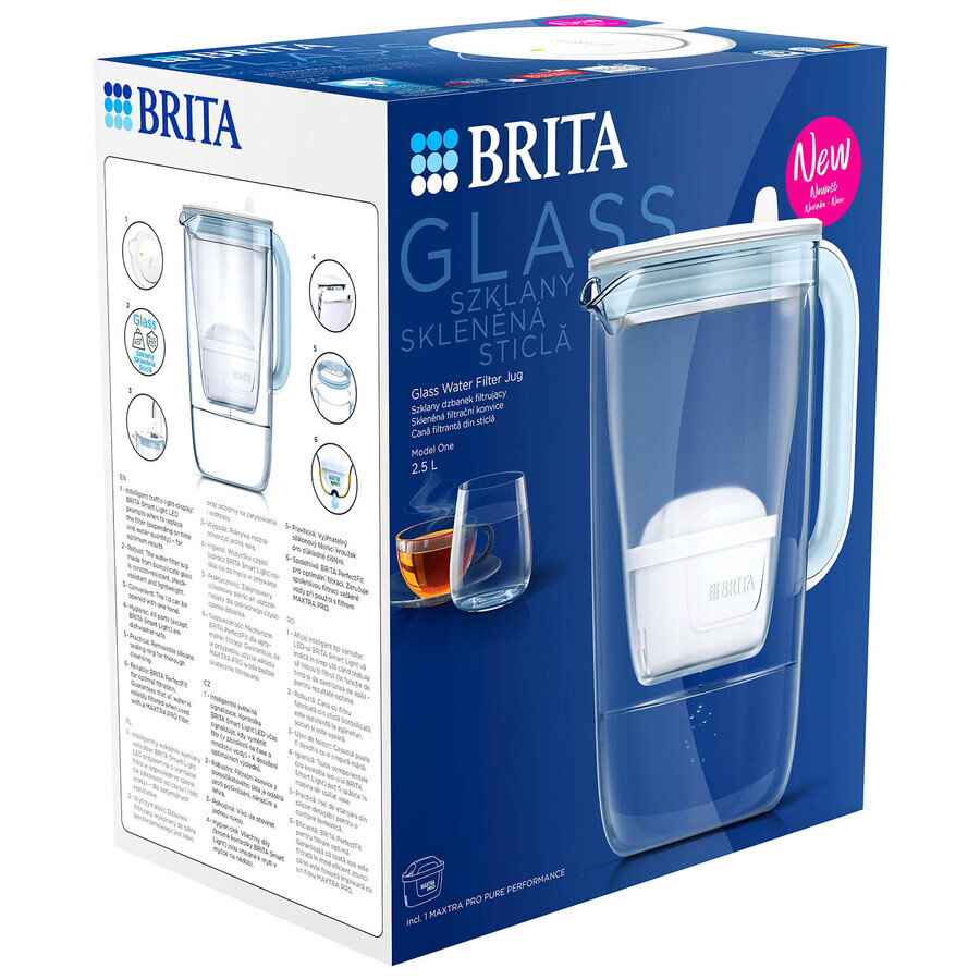 Brita Glass, jarra de cristal con filtro de 2,5 litros + filtro Maxtra Pro Pure Performance, 1 ud.