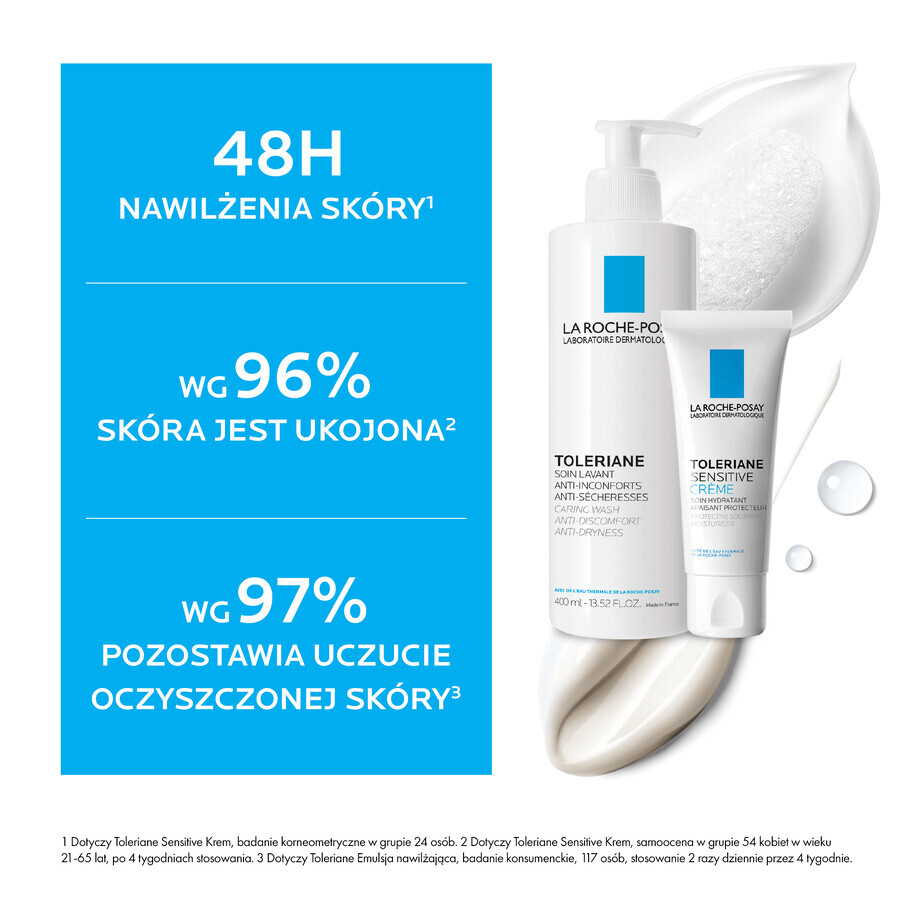 Set La Roche-Posay Toleriane, émulsion nettoyante douce pour les peaux sensibles du visage, 400 ml + Crème hydratante pour les peaux sensibles, 40 ml