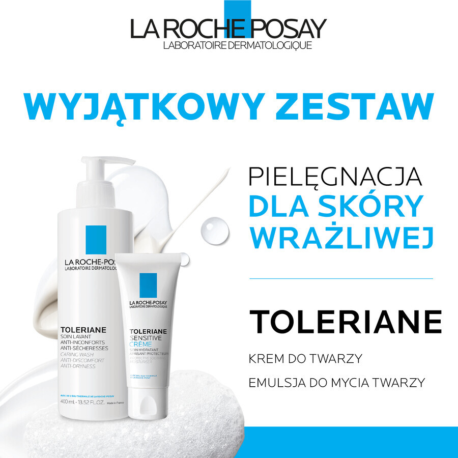 Set La Roche-Posay Toleriane, émulsion nettoyante douce pour les peaux sensibles du visage, 400 ml + Crème hydratante pour les peaux sensibles, 40 ml