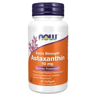 Now Foods Astaxanthin 10 mg, astaksantyna z mikroalg, 60 kapsułek miękkich