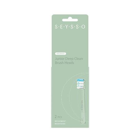 Seysso Deep Clean, puntas de recambio para cepillo dental sónico Junior, verde, 2 piezas