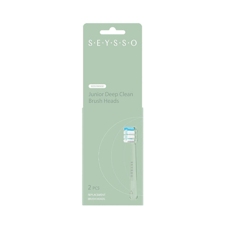 Seysso Deep Clean, puntas de recambio para cepillo dental sónico Junior, verde, 2 piezas