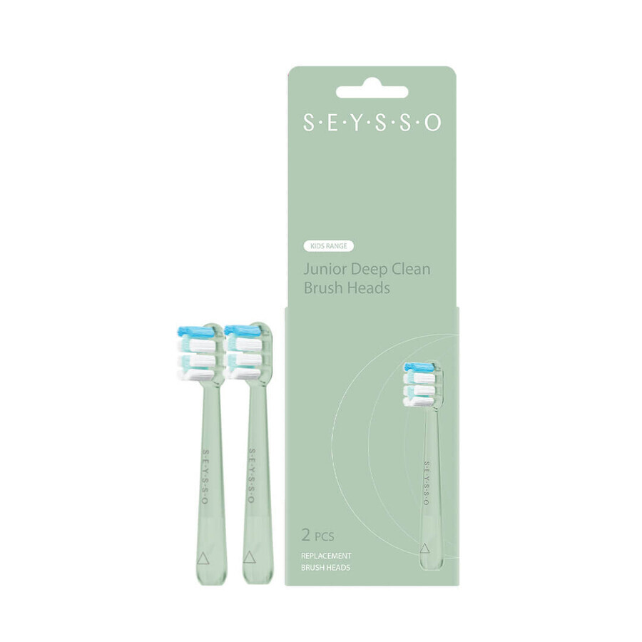 Seysso Deep Clean, puntas de recambio para cepillo dental sónico Junior, verde, 2 piezas