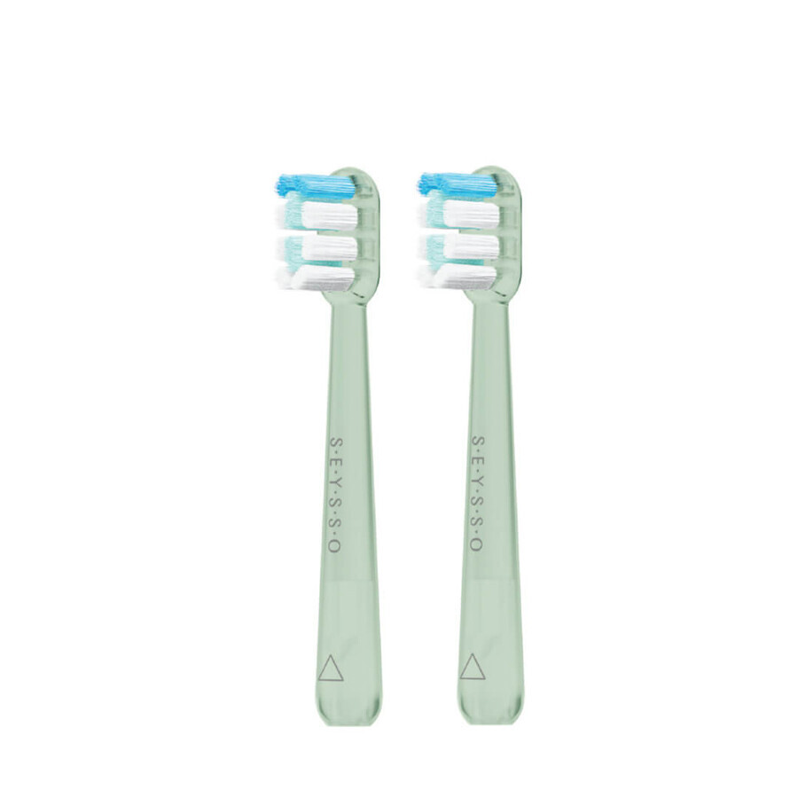 Seysso Deep Clean, puntas de recambio para cepillo dental sónico Junior, verde, 2 piezas