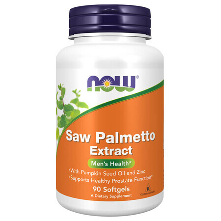 Now Foods Saw Palmetto Extract, palma sabal, 90 cápsulas blandas