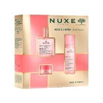 Coffret best-sellers de Nuxe Huile Prodigieuse Florale, huile sèche, 50 ml + eau micellaire apaisante 3-en-1, 100 ml + baume à lèvres à la rose, 15 g