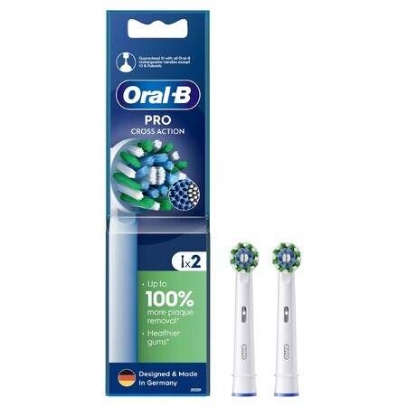 Oral-B Pro Cross Action, puntas de recambio para el cepillo eléctrico Clean Maximiser, 2 piezas