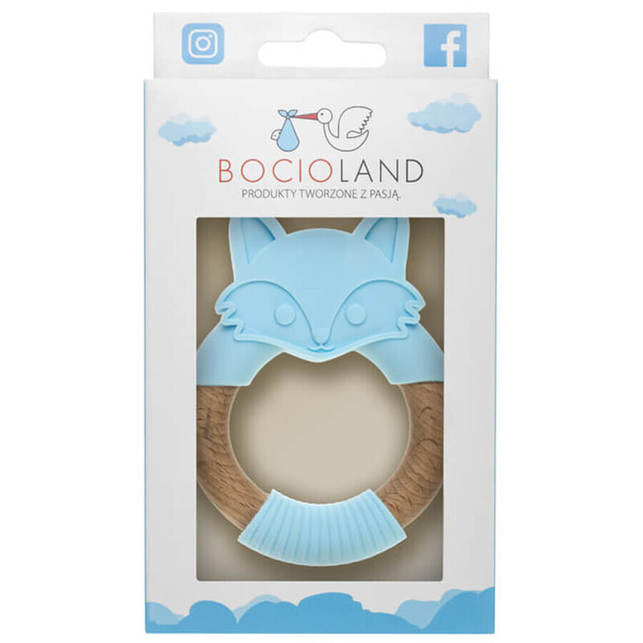 Bocioland, tettarella in legno e silicone, volpe blu, dalla nascita, 1 pz.