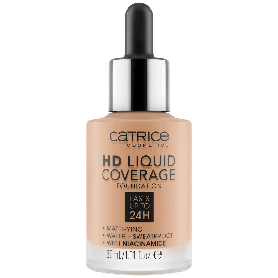 Catrice HD Liquid Coverage Foundation 24H, base de maquillaje líquida, 040 Warm Beige, 30 ml + corrector líquido, 015 Honey, 5 ml + lápiz de cejas de regalo