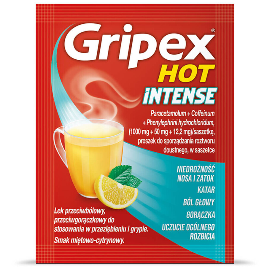 Gripex Hot Intense 1 g + 50 mg + 12,2 mg, 12 Portionsbeutel