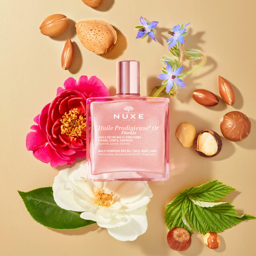 Nuxe Huile Prodigieuse Florale, ulei uscat cu particule aurii pentru corp, față și păr, 50 ml