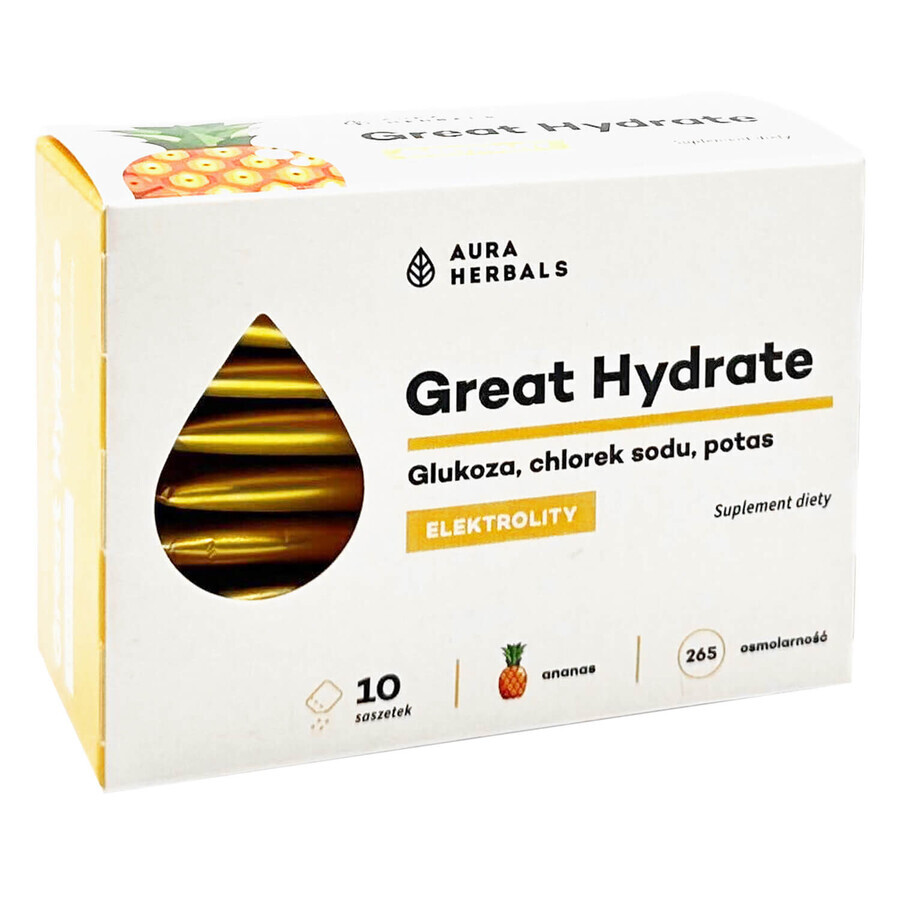 Aura Herbals Great Hydrate, piña, 10 sobres