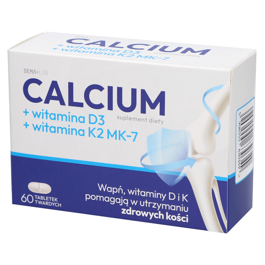 SEMA Lab Calcio + vitamina D3 + vitamina K2 MK-7, 60 comprimidos duros