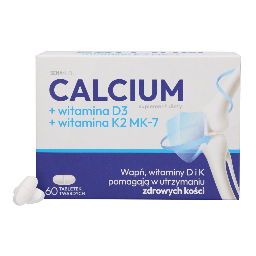 SEMA Lab Calcio + vitamina D3 + vitamina K2 MK-7, 60 comprimidos duros