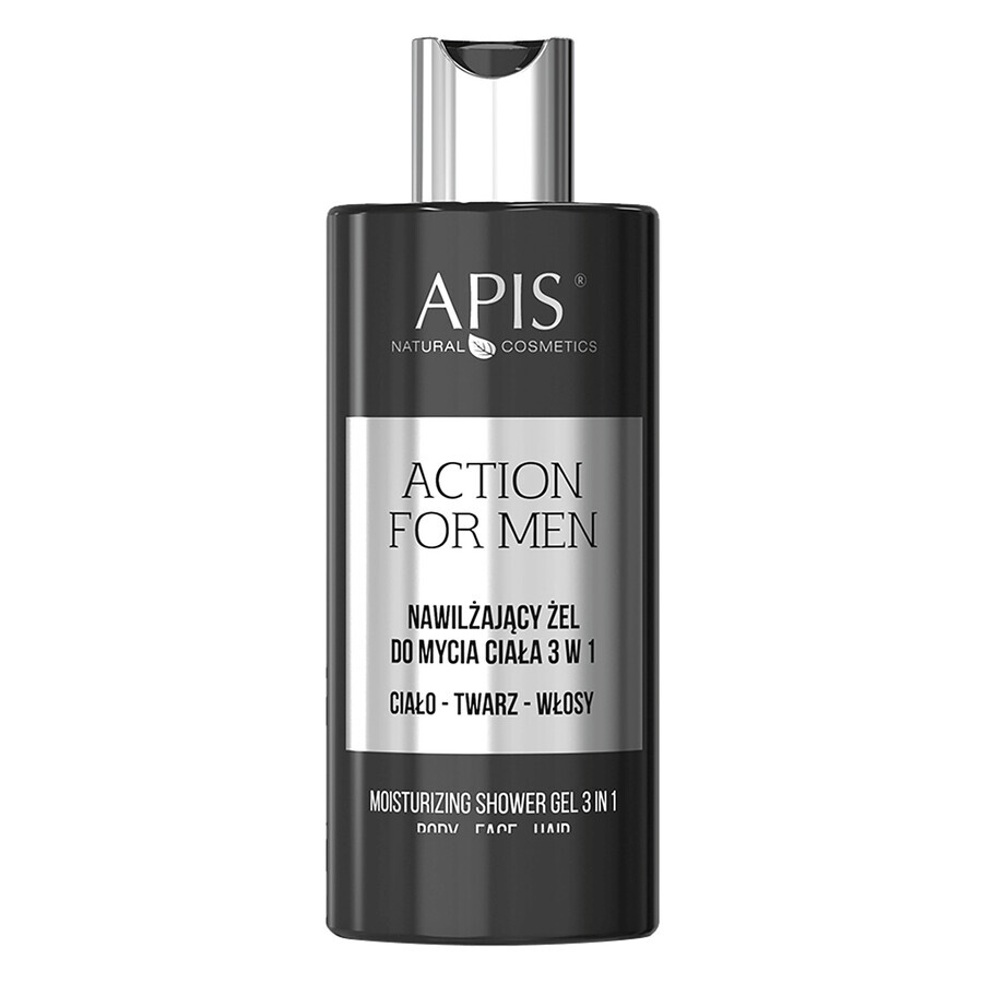 Juego Apis Action For Men, gel limpiador corporal hidratante 3 en 1 300 ml + crema nutritiva para cuerpo y manos 300 ml