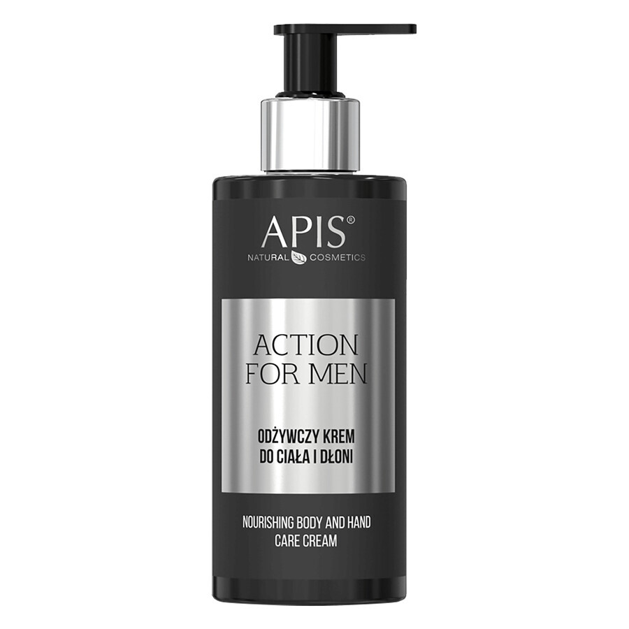 Juego Apis Action For Men, gel limpiador corporal hidratante 3 en 1 300 ml + crema nutritiva para cuerpo y manos 300 ml