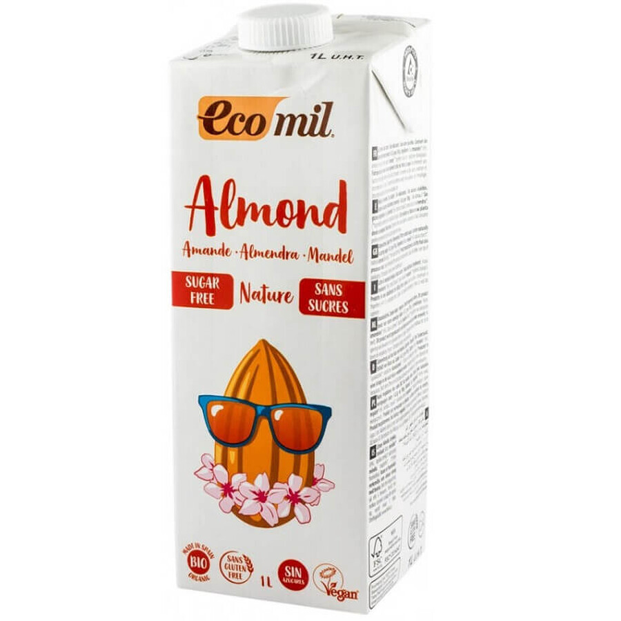 Bebida vegetal de almendra ecológica sin azúcar, 1000 ml, Ecomil