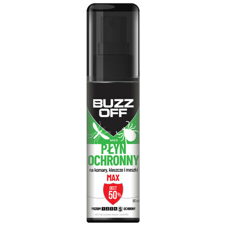 BuzzOff Liquid for mosquitoes and black flies, DEET 50%, 80 ml