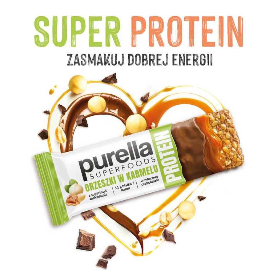 Purella Superfoods Protein, protein bar, nuts in caramel, 45 g