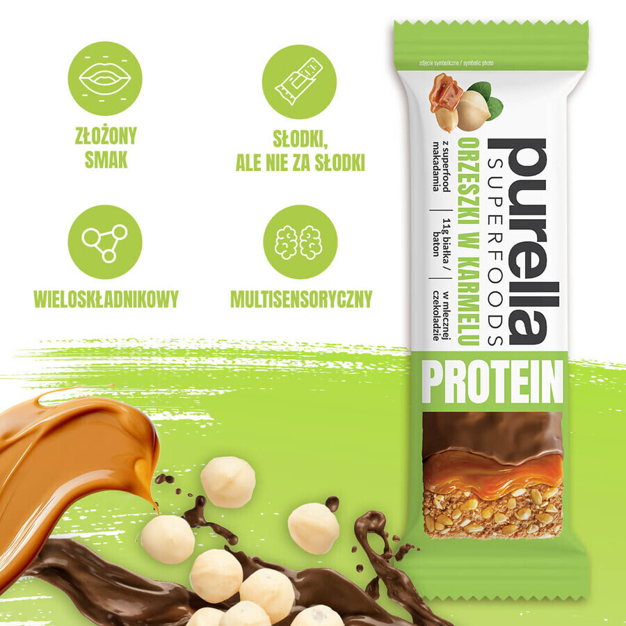 Purella Superfoods Protein, protein bar, nuts in caramel, 45 g