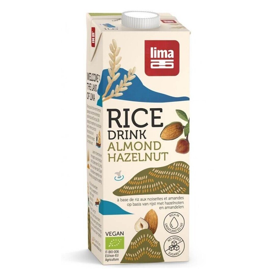 Bebida vegetal de arroz con almendras y avellanas, 1 litro, Lima