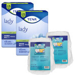 Tena Lady set, compresas especializadas, Maxi, 2 x 12 uds + ProSkin Pants Absorbente calzoncillos normales, talla M y L, 2 muestras