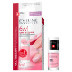 Eveline Cosmetics Nail Therapy 6en1, bálsamo concentrado para mejorar el color de las uñas, Rosa, 5 ml