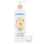 Linomag Emolientes, gel limpiador de cuerpo y cabeza para bebés y niños a partir de 1 día de vida, 400 ml + crema protectora, 15 ml de regalo